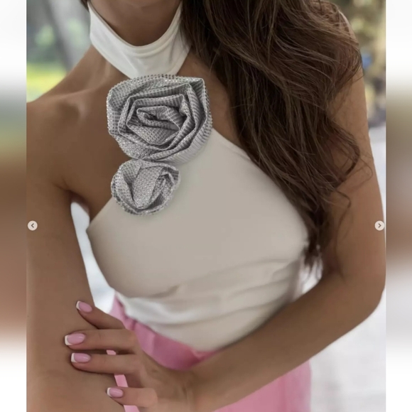 FLORAL JEWEL HALTER NECK BODYSUIT SIZE L - Picture 6 of 10